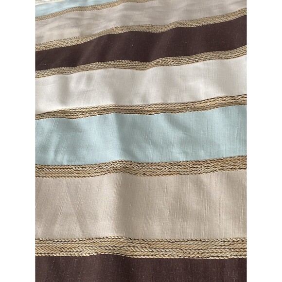 Upholstery Fabric 12 Yards Vertical Stripes Maroon Cream Blue Silky Texture NEW - Picture 2 of 16